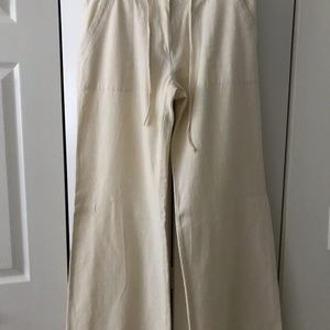 Women pants white linen